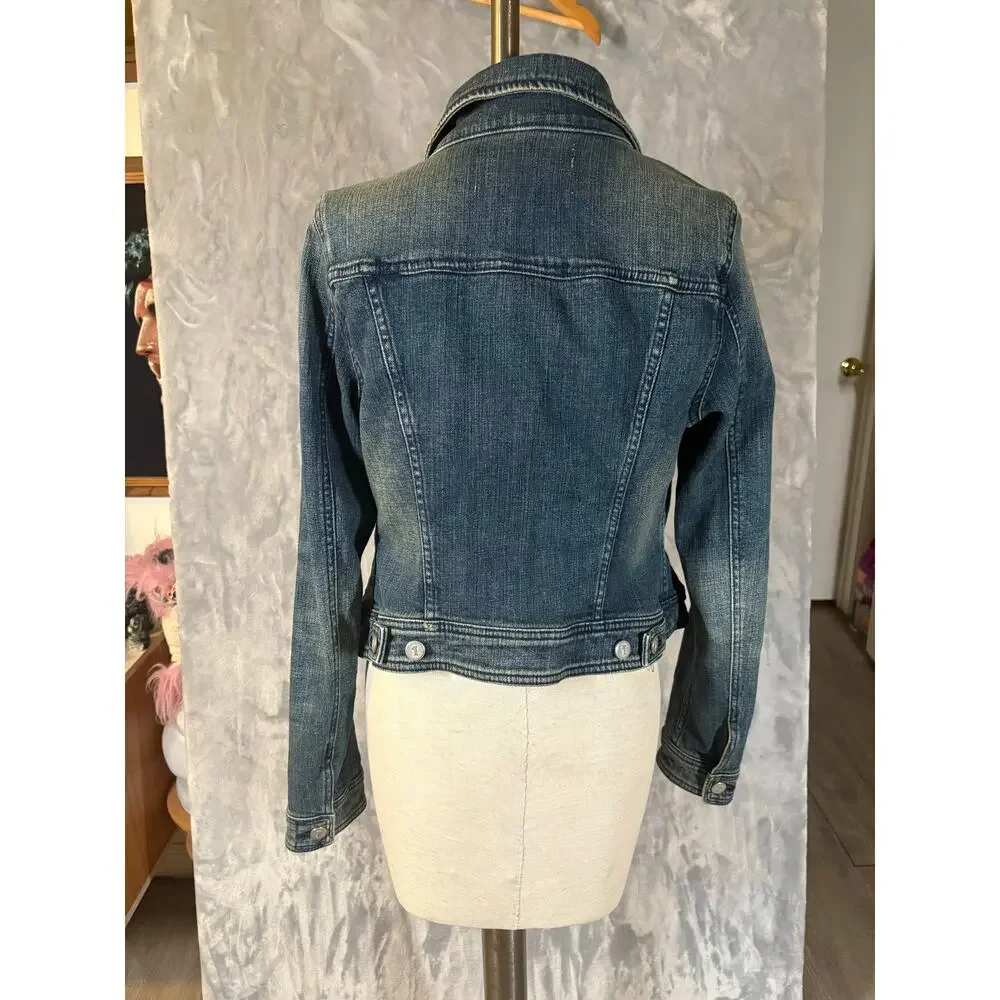 Anthropologie Pilcro Distressed Denim Trucker Jean Jacket Casual Retro S Classic